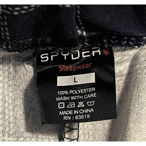 Spyder Pajama Pants Mens Large Fleece Plaid Sleepwear Lounge Pockets Warm Soft - Picture 3 of 4